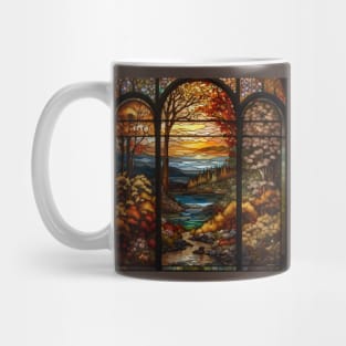 Stained Glass Window Of Autumn Scenery Mug